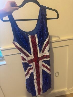 Fever Sequin Union Jack Mini Dress | UK Flag | Patriotic Festival Dress | Size S